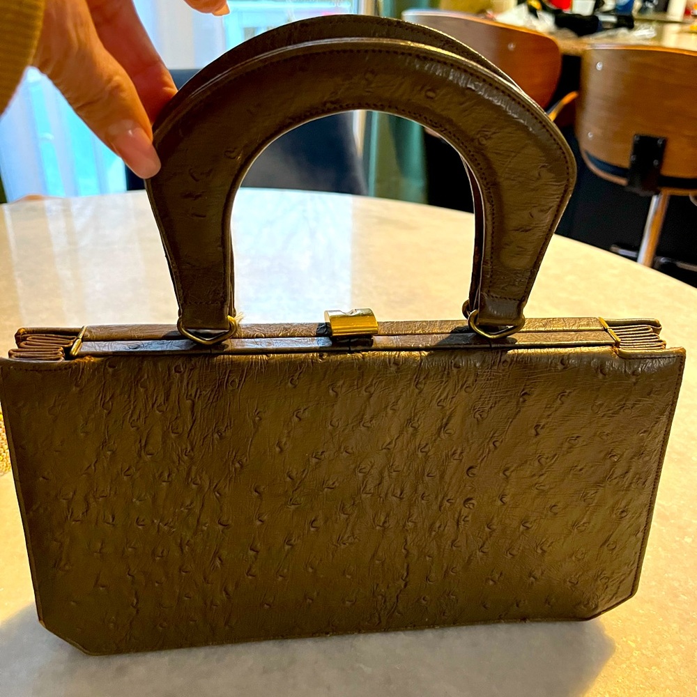 Vintage ostrich leather handbag.